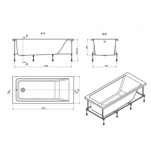 Ванна акриловая Roca Easy белая 170х75 см ZRU9302899